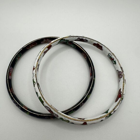 You pick! White or black floral cloisonne bangle bracelet, size 8.5! - Picture 10 of 15